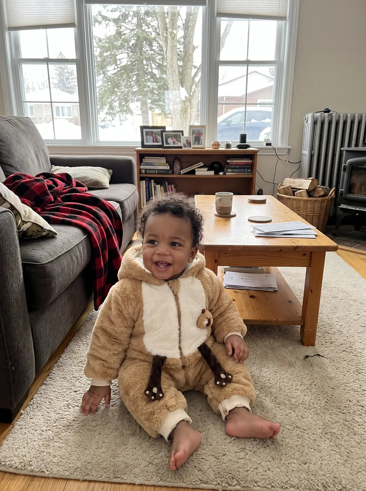 Teddy Bear – baby sitting by the sofa