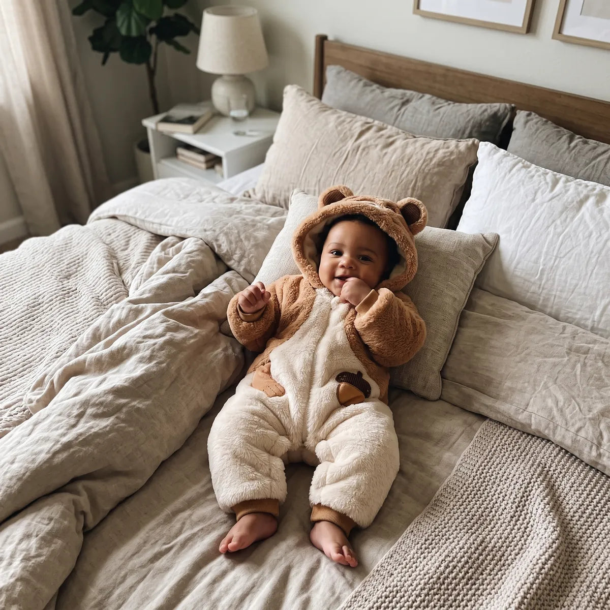 Acorn Squirrel – baby on a bed